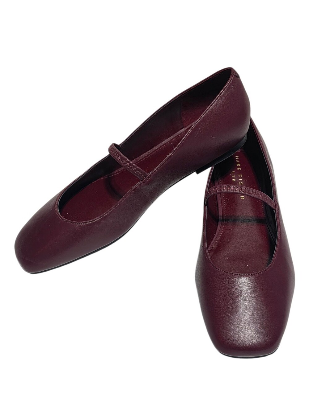 EUC MARC FISHER URELLA MARY JANE LEATHER FLAT BURGUNDY SZ 9 - Picture 2 of 8